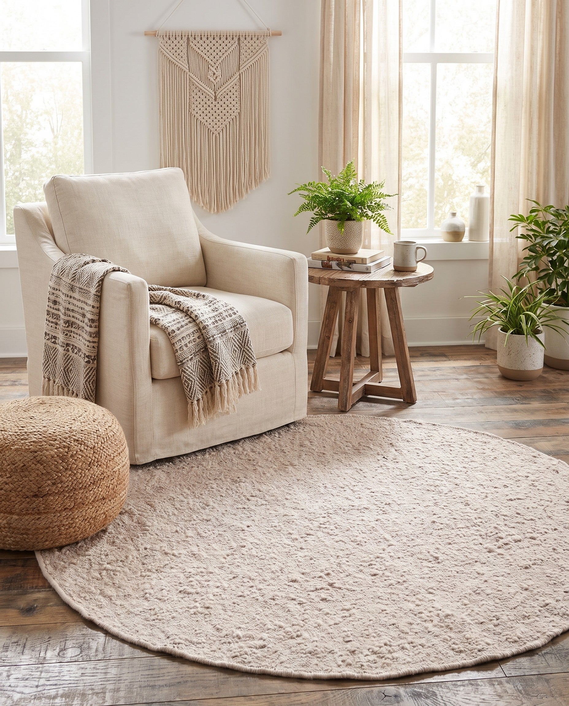 4' 10 x 5' 1 Hand Knotted Moroccan Wool Round Rug
