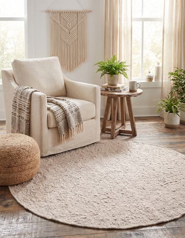 4' 10 x 5' 1 Hand Knotted Moroccan Wool Round Rug