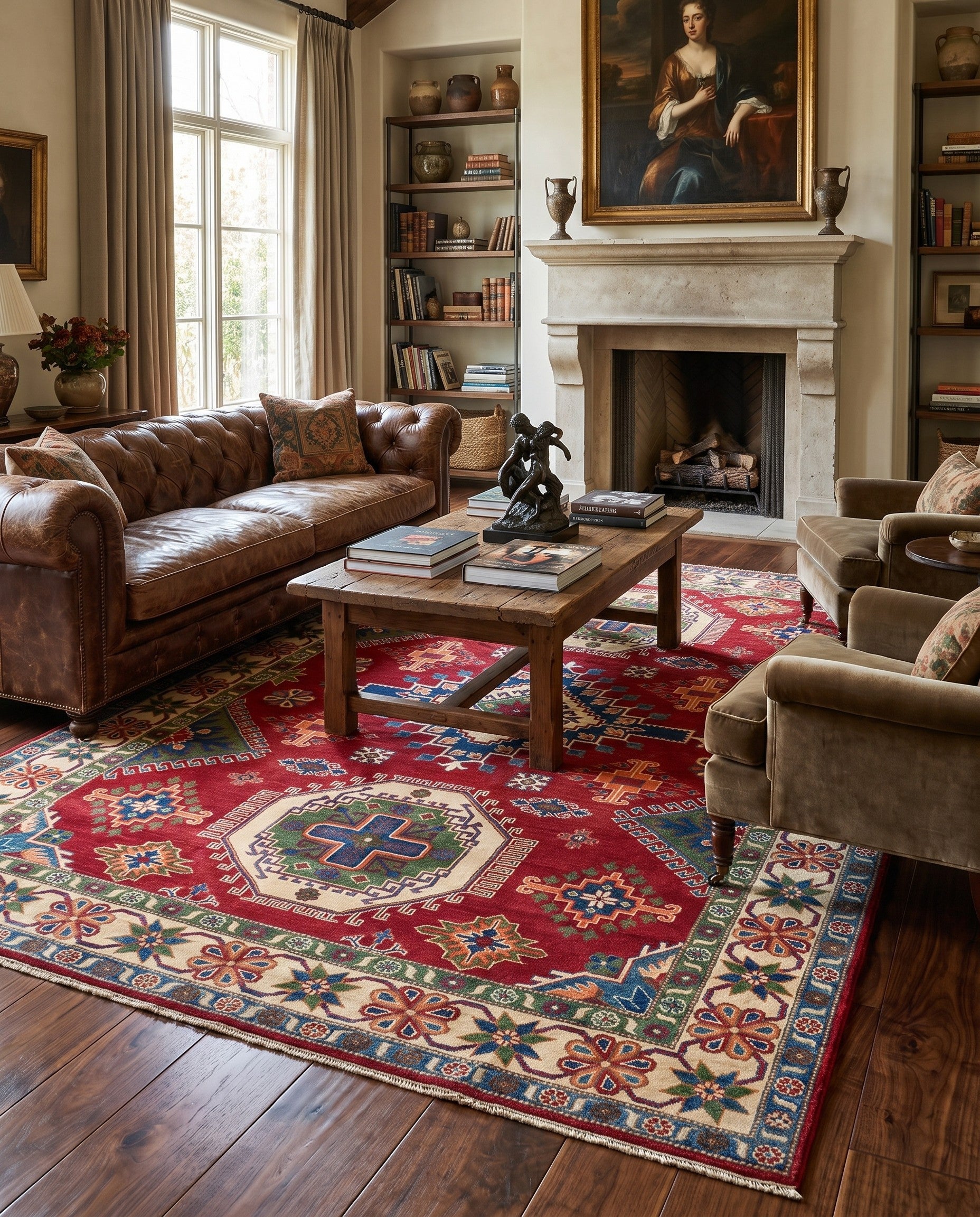 6' 7 x 9' 10 Hand Knotted Kazak Rug