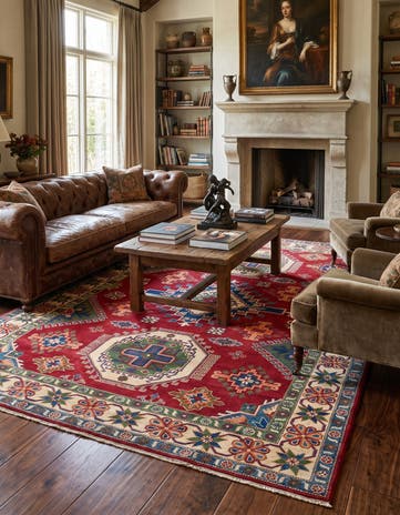 6' 7 x 9' 10 Hand Knotted Kazak Rug