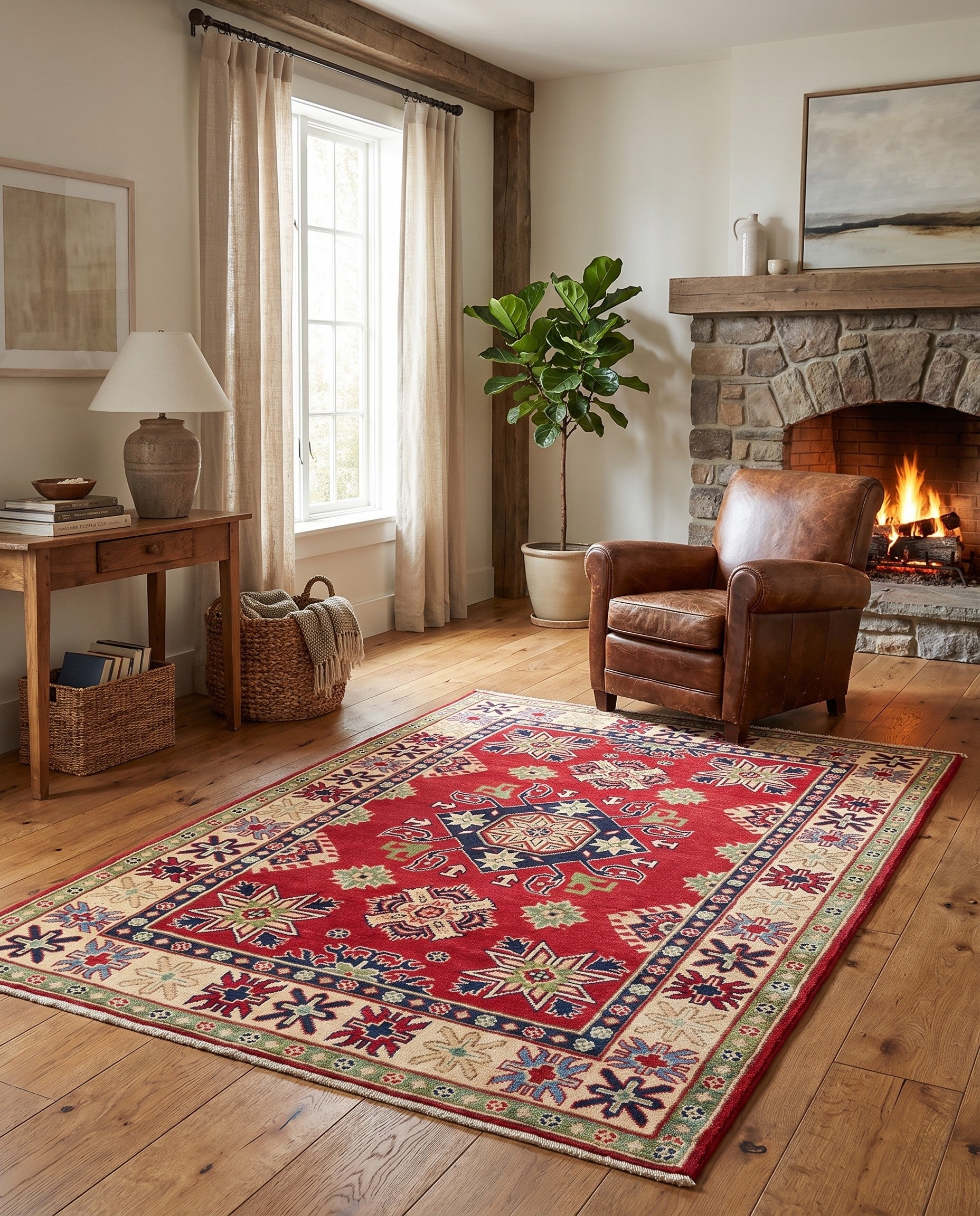 4' 1 x 6' 5 Hand Knotted Kazak Rug