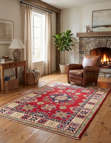 4' 1 x 6' 5 Hand Knotted Kazak Rug