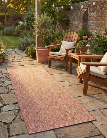 Rust Red Easy-Clean Solid Indoor / Outdoor Runner Rug