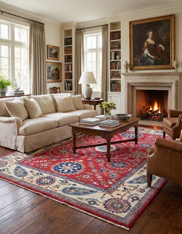 6' 5 x 9' 7 Hand Knotted Kazak Rug