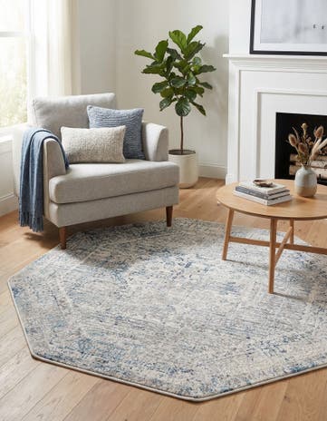Ivory and Blue Finsbury Octagon Rug