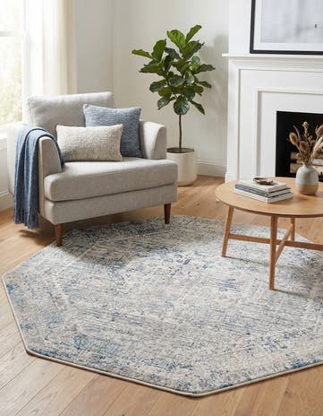 Ivory and Blue Finsbury Octagon Rug