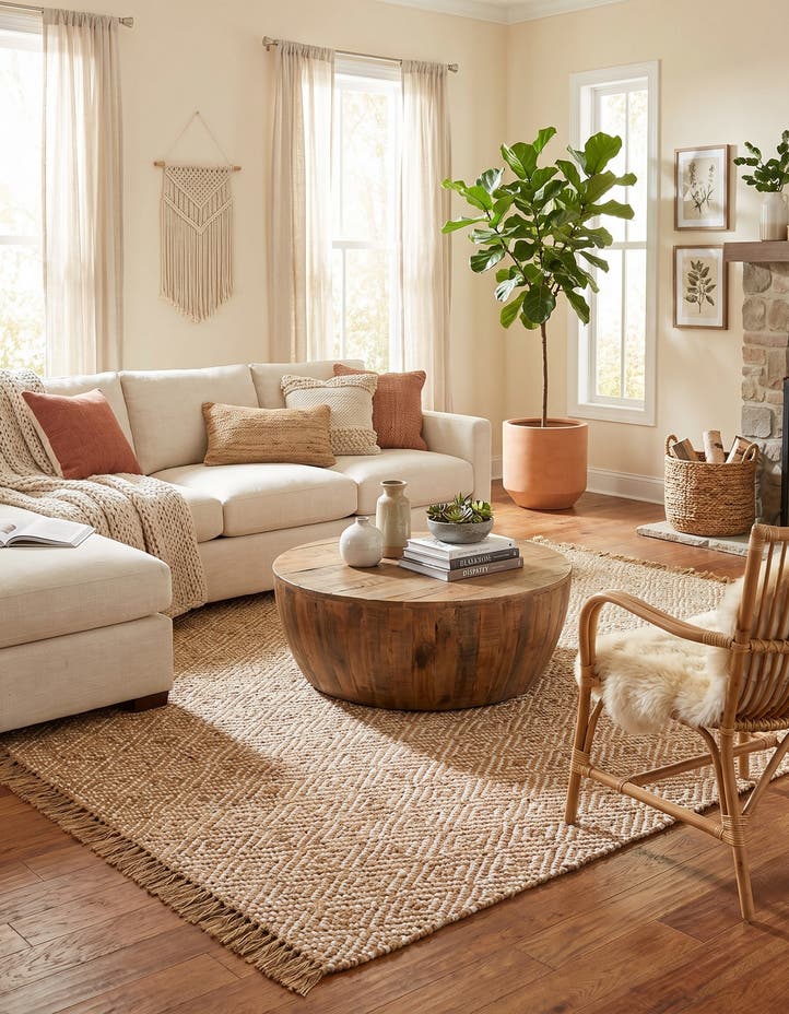 8' x 10' Hand Woven Braided Jute Rug