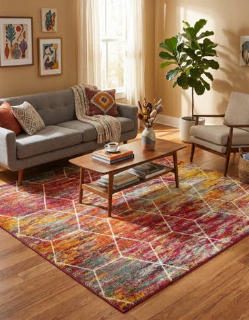 7' x 7' Lattice Frieze Square Rug