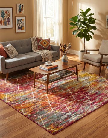 7' x 7' Lattice Frieze Square Rug