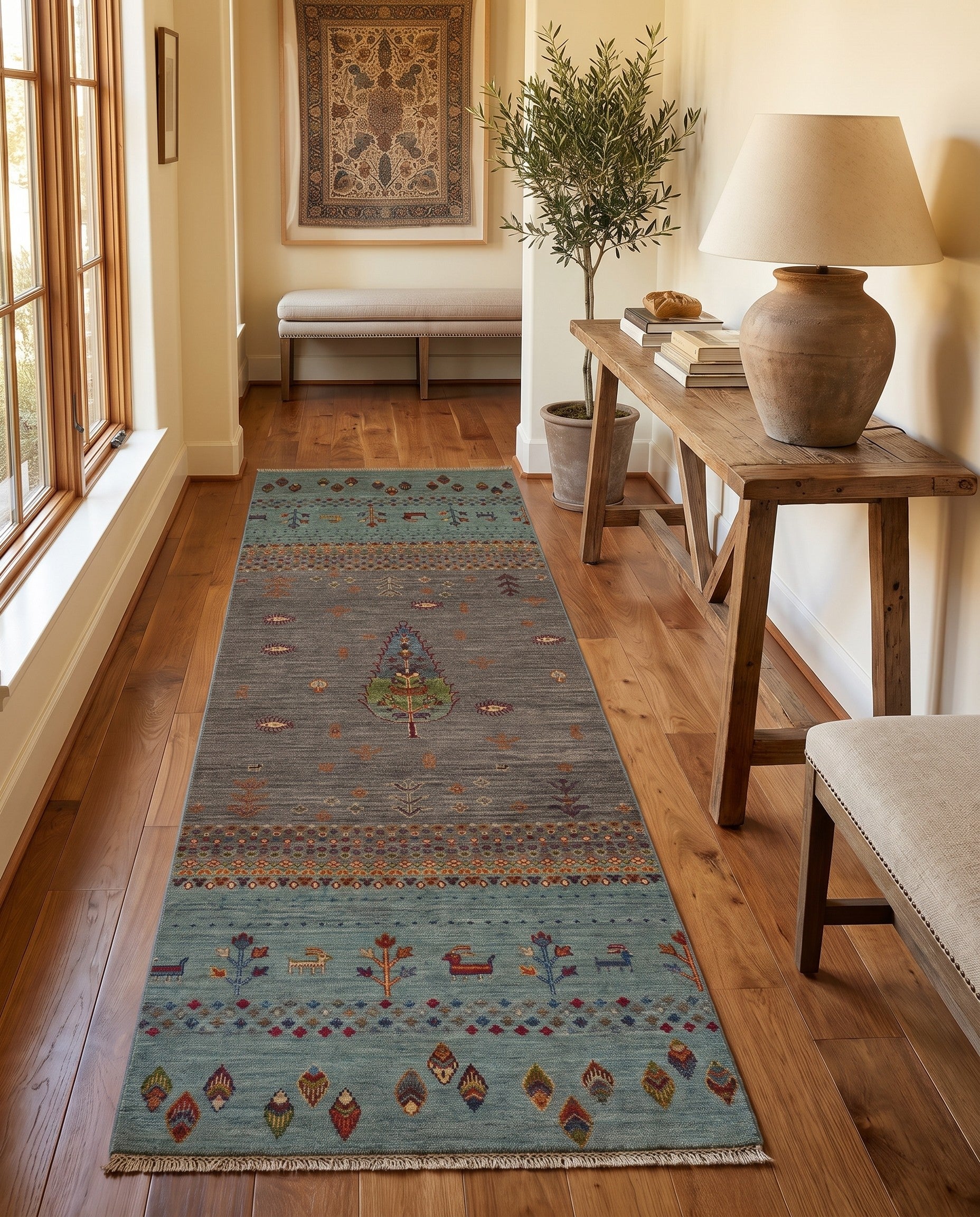2' 9 x 8' 4 Hand Knotted Kazak Runner Rug