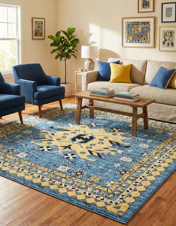 Light Blue Heris Square Rug