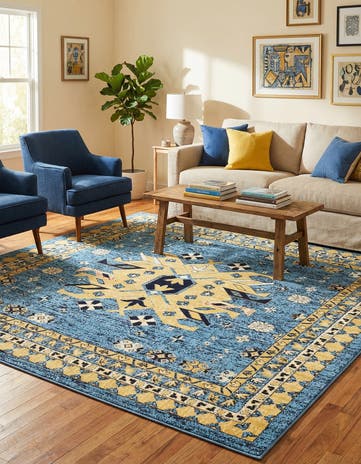 Light Blue Heris Square Rug