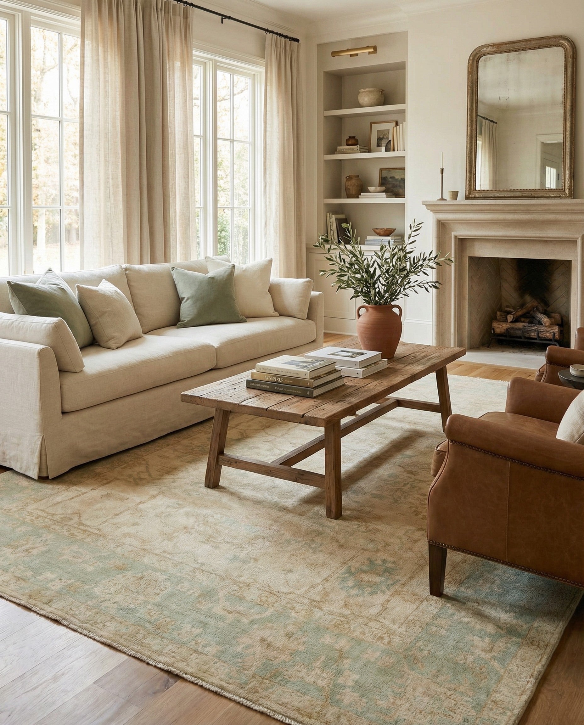 8' 2 x 9' 5 Hand Knotted Oushak Wool Rug