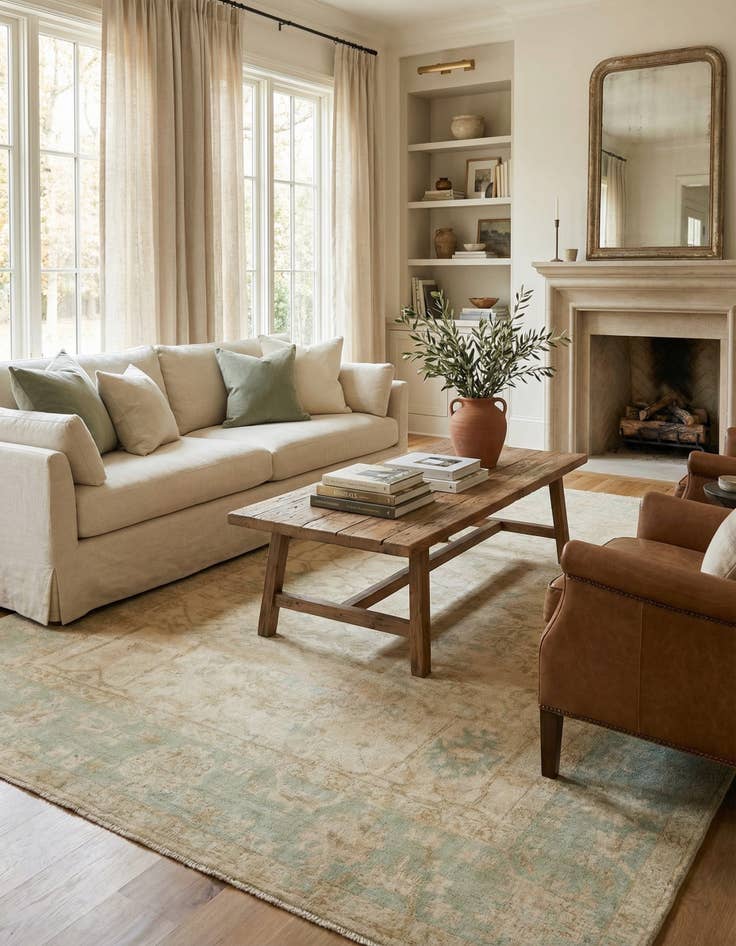 Detail image of 8' 2 x 9' 5 Hand Knotted Oushak Wool Rug