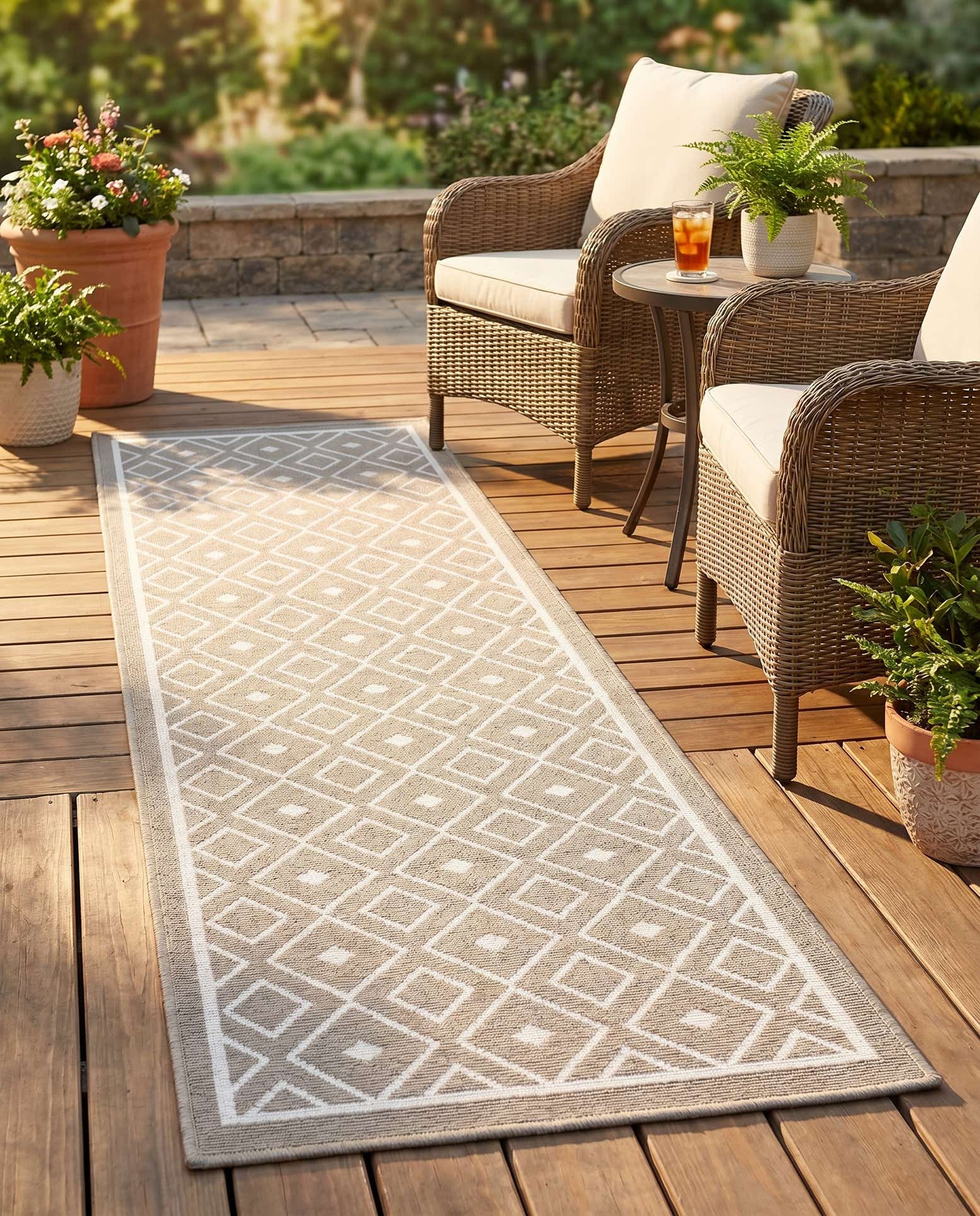 2' x 6' Easy-Clean Trellis Indoor / Outdoor Runner Rug
