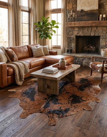6' 8 x 6' 8 Cowhide Leather Square Rug
