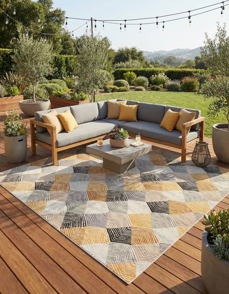 Detail image of 10' x 10' Washable Modern Indoor / Outdoor Square Rug