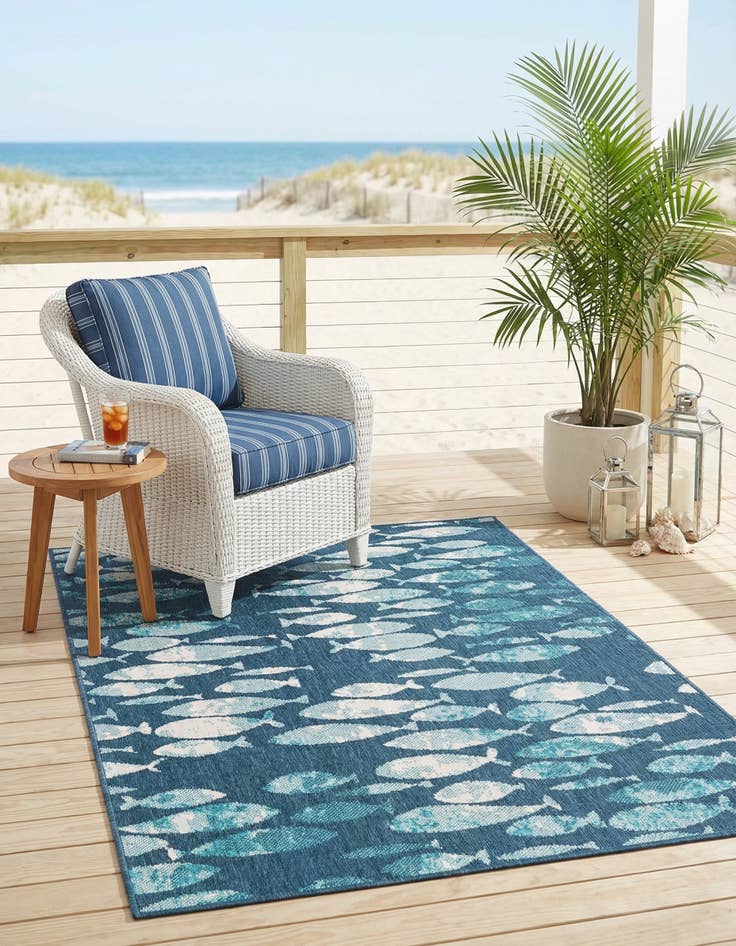 Detail image of 4' x 6' Washable Coastal Indoor / Outdoor Rug