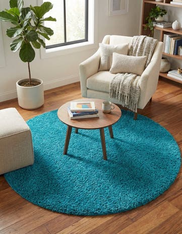 6' x 6' Solid Shag Round Rug