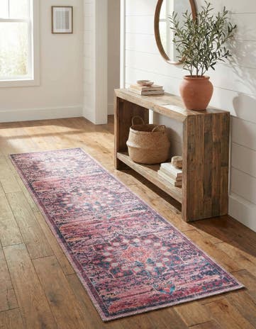 Brick Washable Francesca Runner Rug