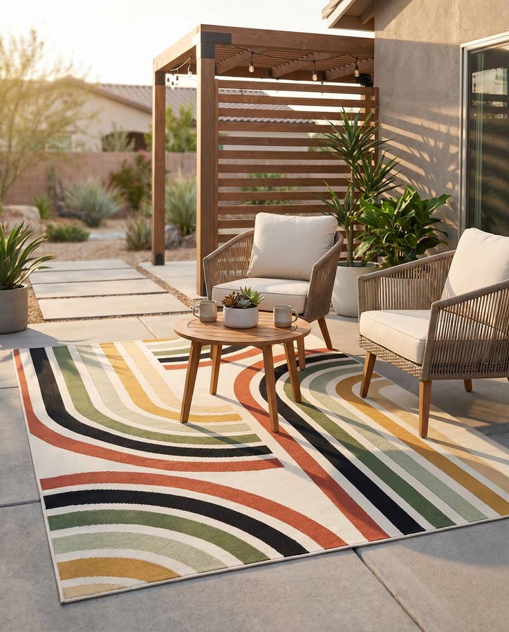 Detail image of 5' x 7' Easy-Clean Modern Indoor / Outdoor Rug