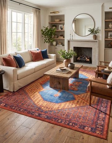 Denim Blue and Rust Red Boutique Rug