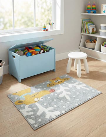 Gray Reindeer Whimsy Kids Rug
