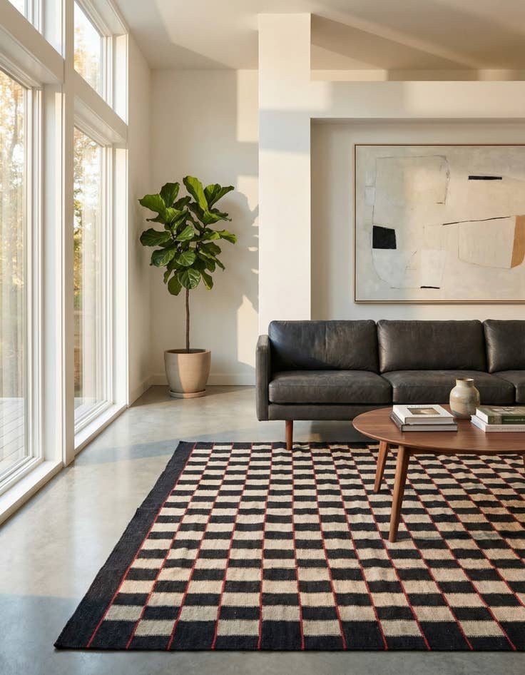 Detail image of 5' 2 x 6' 3 Hand Woven Kilim Modern Wool Rug