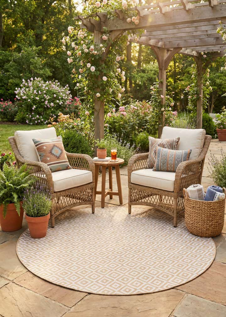 6' 7 x 6' 7 Easy-Clean Jill Zarin Costa Rica Indoor / Outdoor Round Rug