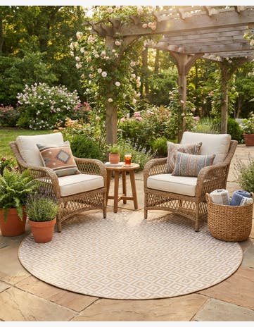 6' 7 x 6' 7 Easy-Clean Jill Zarin Costa Rica Indoor / Outdoor Round Rug