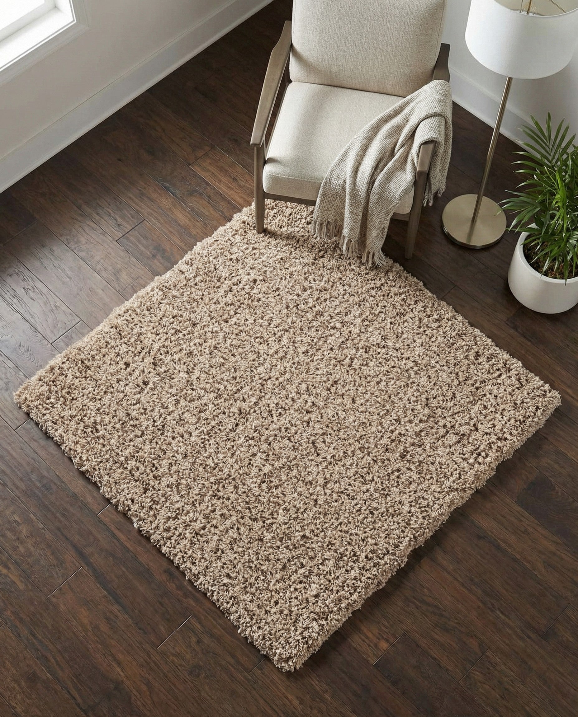 3' x 3' Solid Shag Square Rug