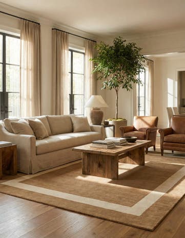 Latte Brown Jill Zarin Border Wool Rug