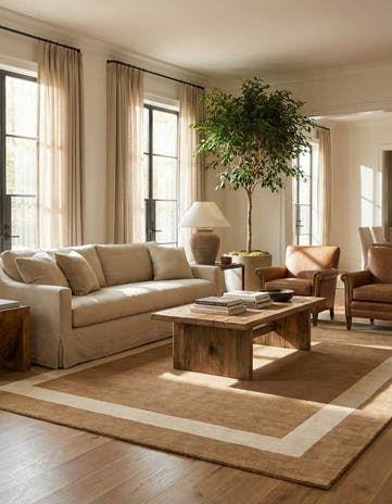 Latte Brown Jill Zarin Border Wool Rug