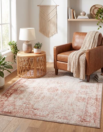 Rose Pink and Ivory Monte Carlo Square Rug