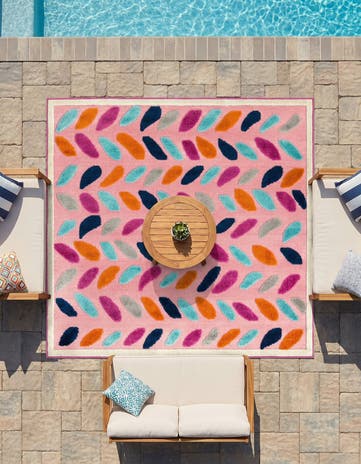 Pink Easy-Clean Aruba Indoor / Outdoor Square Rug
