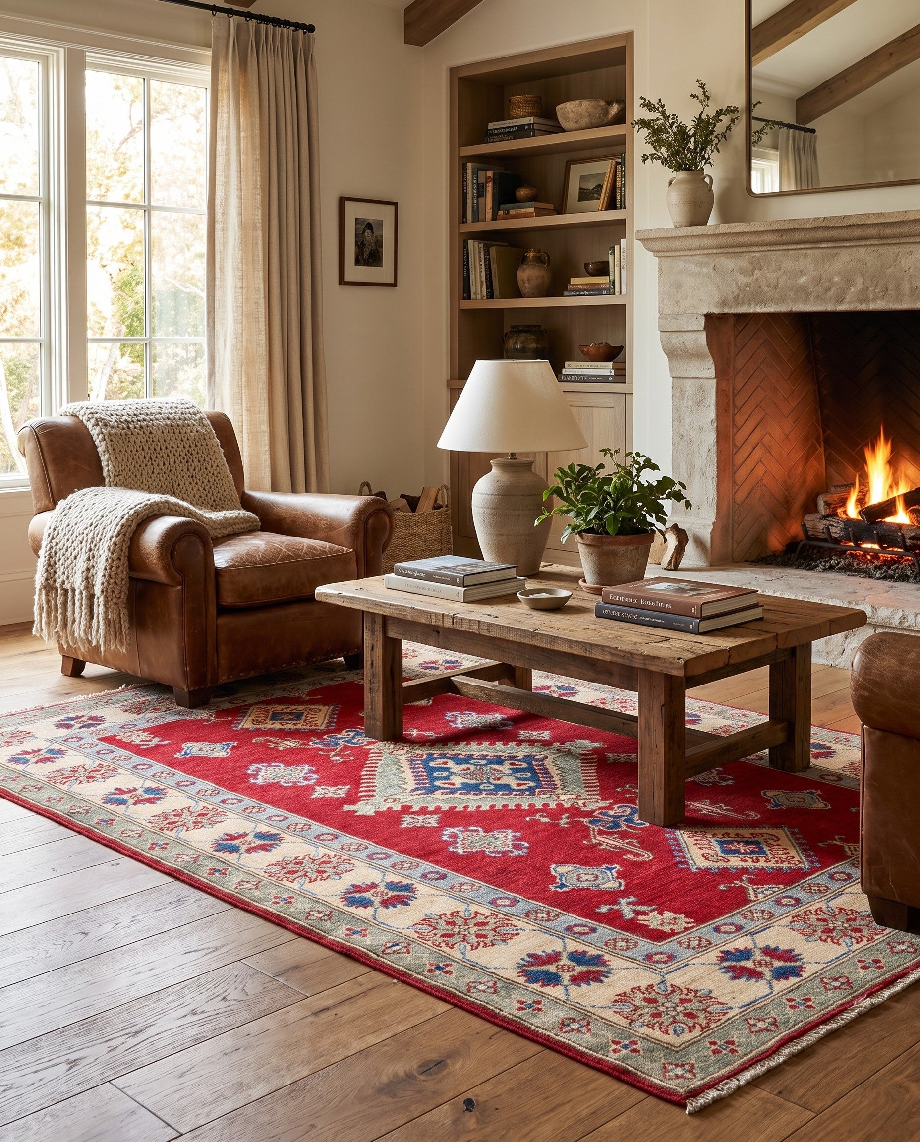 4' x 5' 8 Hand Knotted Kazak Rug