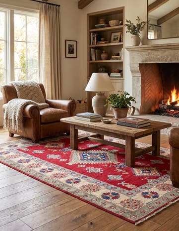 4' x 5' 8 Hand Knotted Kazak Rug