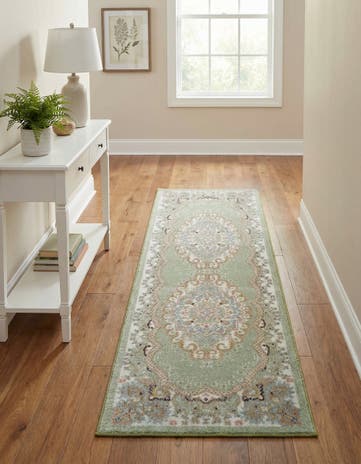 Light Green Kamala Washable Runner Rug