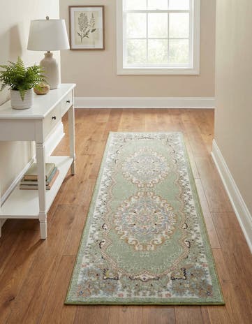 Light Green Kamala Washable Runner Rug