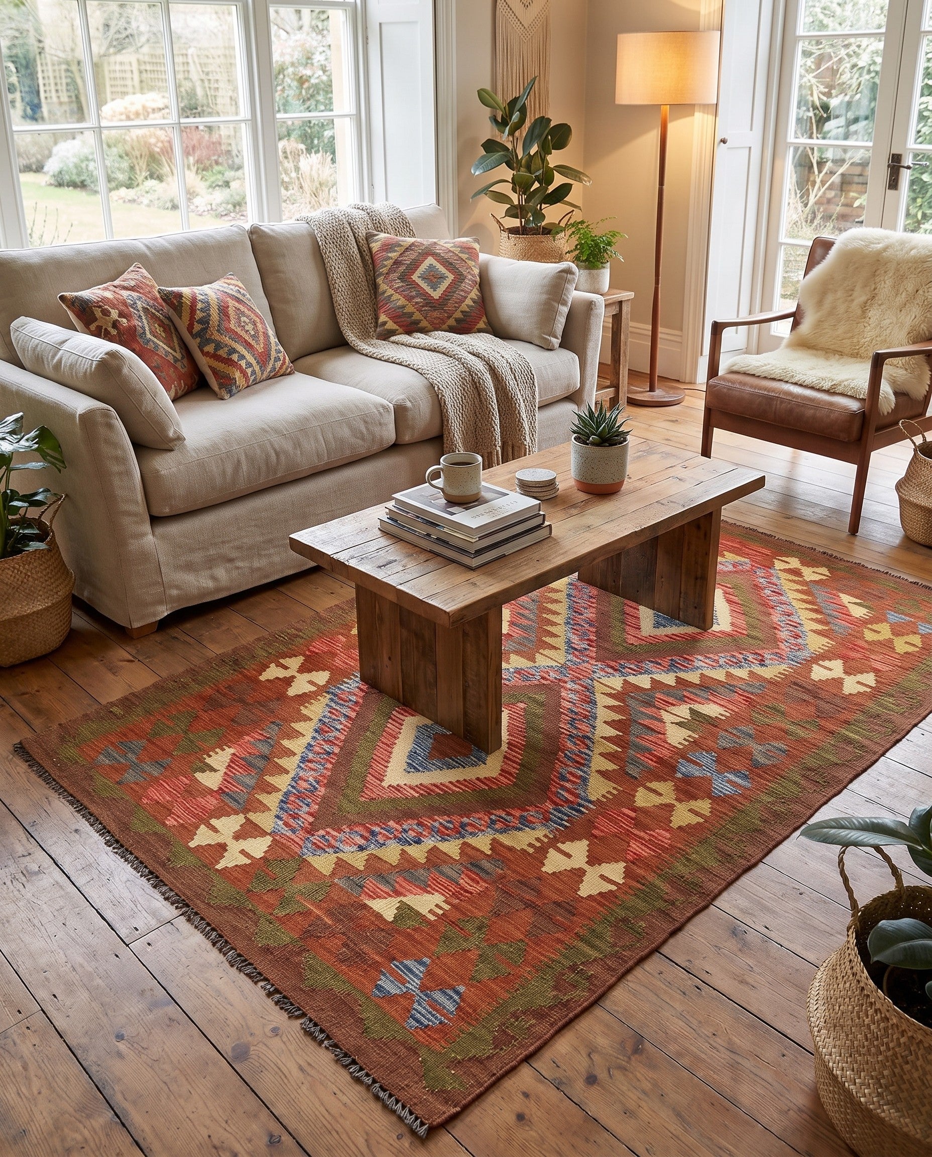 3' 4 x 5' 7 Hand Woven Kilim Maymana Wool Rug
