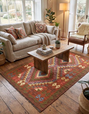 3' 4 x 5' 7 Hand Woven Kilim Maymana Wool Rug