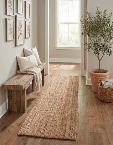2' 7 x 6' 1 Handmade Braided Jute Runner Rug