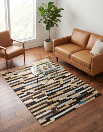 4' 1 x 5' 5 Cowhide - Patchwork Rug