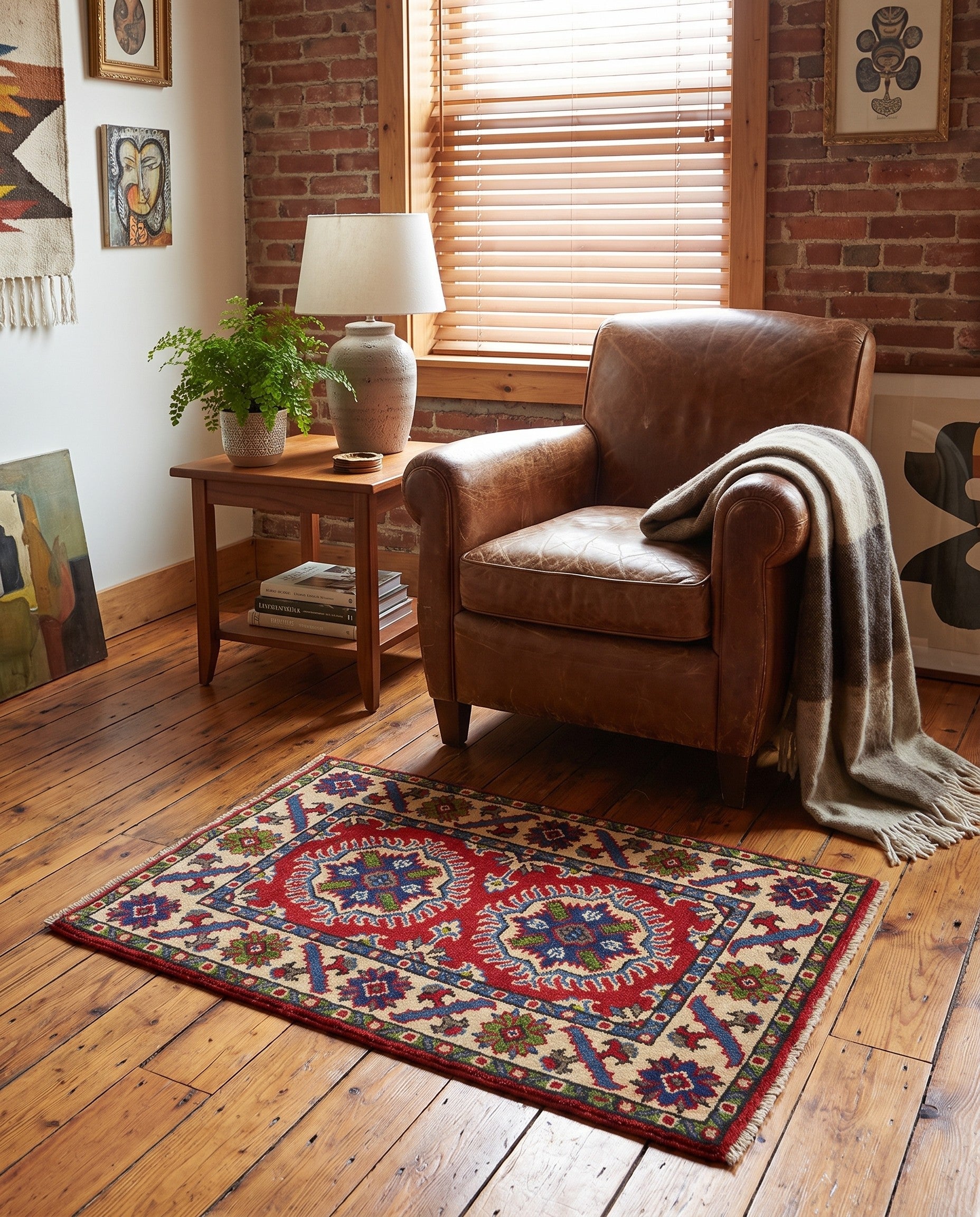 2' x 3' 1 Hand Knotted Kazak Rug