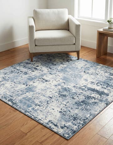 Vintage Blue Aurora Square Rug