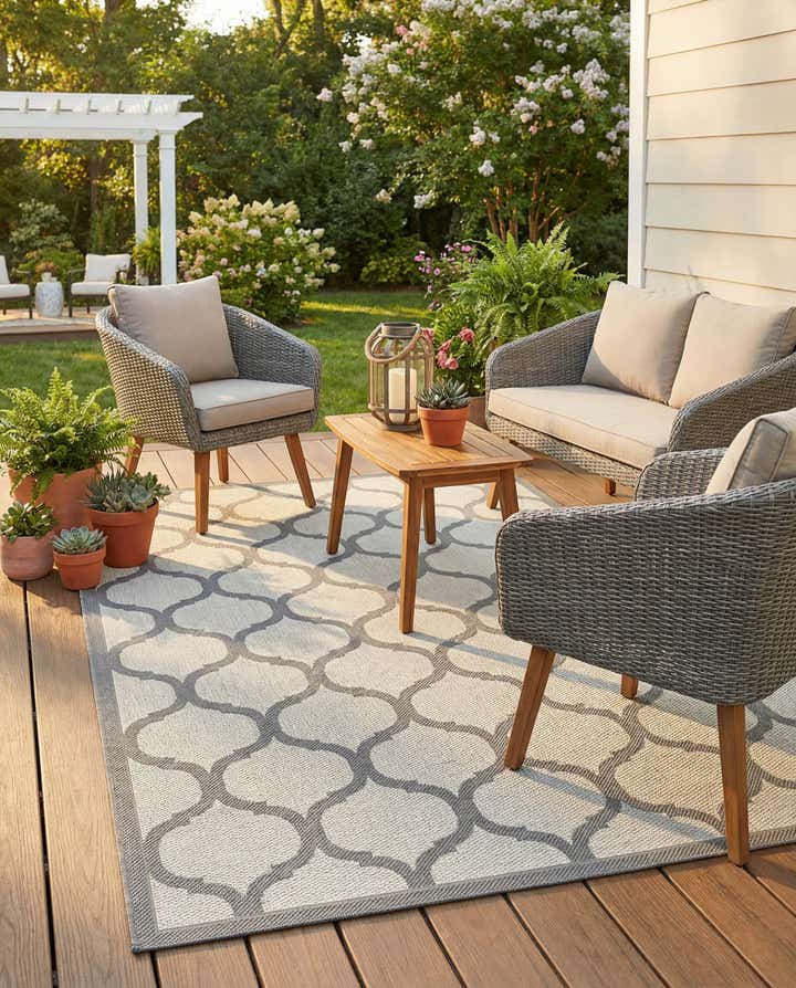 5' 3 x 8' Easy-Clean Trellis Indoor / Outdoor Rug