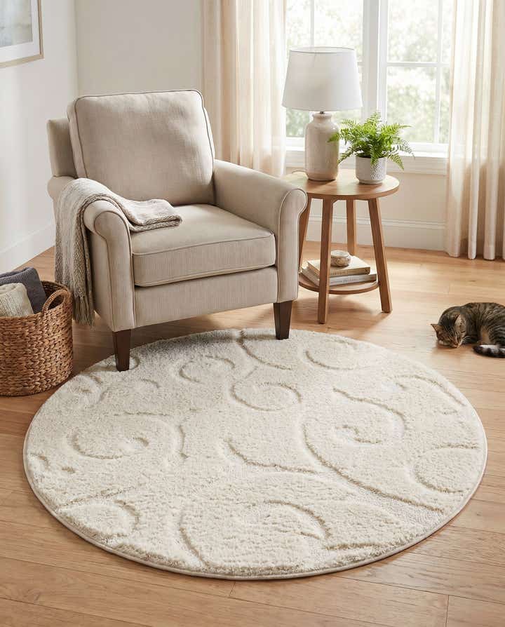 4' x 4' Botanical Shag Round Rug