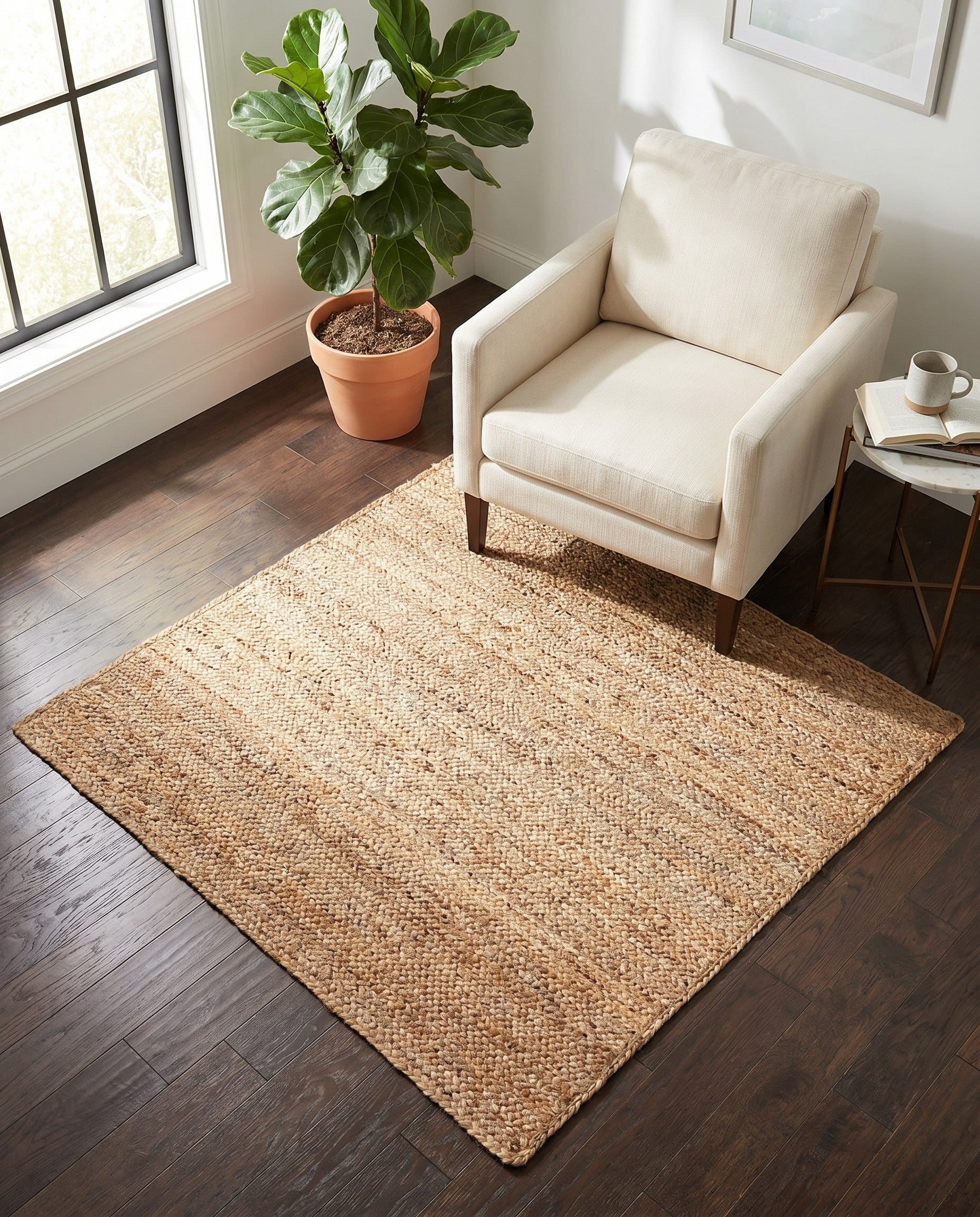 4' 1 x 4' 1 Handmade Braided Jute Square Rug