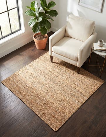 Natural Handmade Braided Jute Square Rug