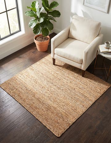 Natural Handmade Braided Jute Square Rug